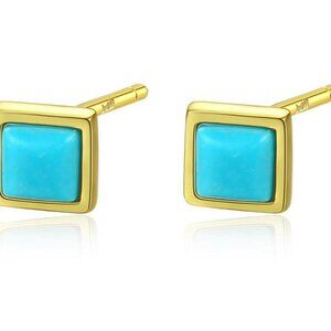 3mm Sterling Silver Square Opal Stud Earrings